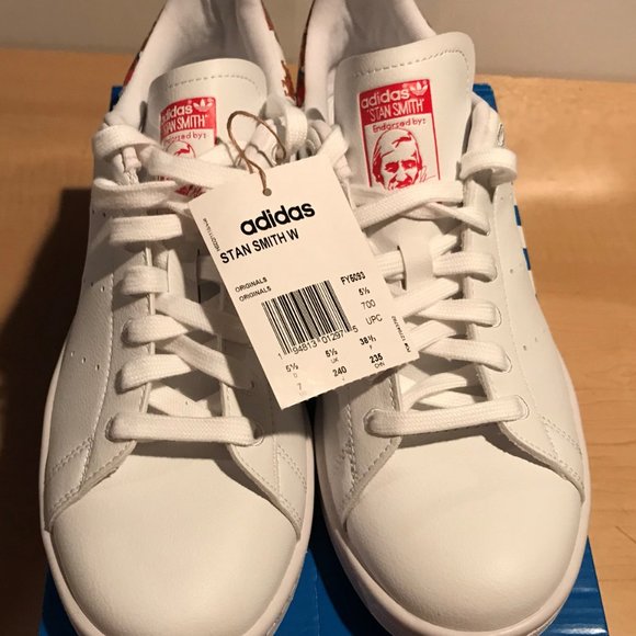 Adidas Originals Women's White Floral STAN SMITH fashion Sneakers FY5093 - Picture 7 of 8